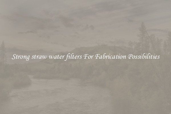 Strong straw water filters For Fabrication Possibilities